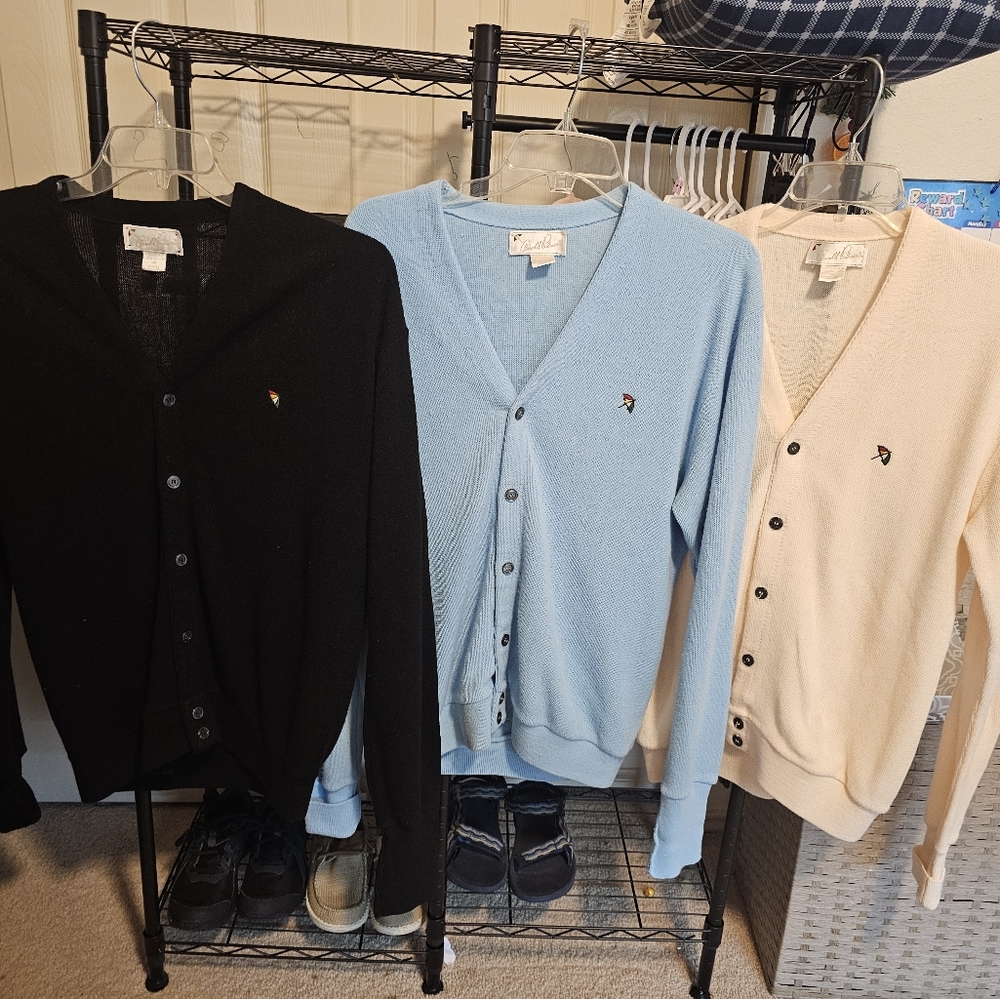 Vtg Arnold Palmer Sweater Mens Medium Bundle Cardigan Knit Golf Grandpa Grunge